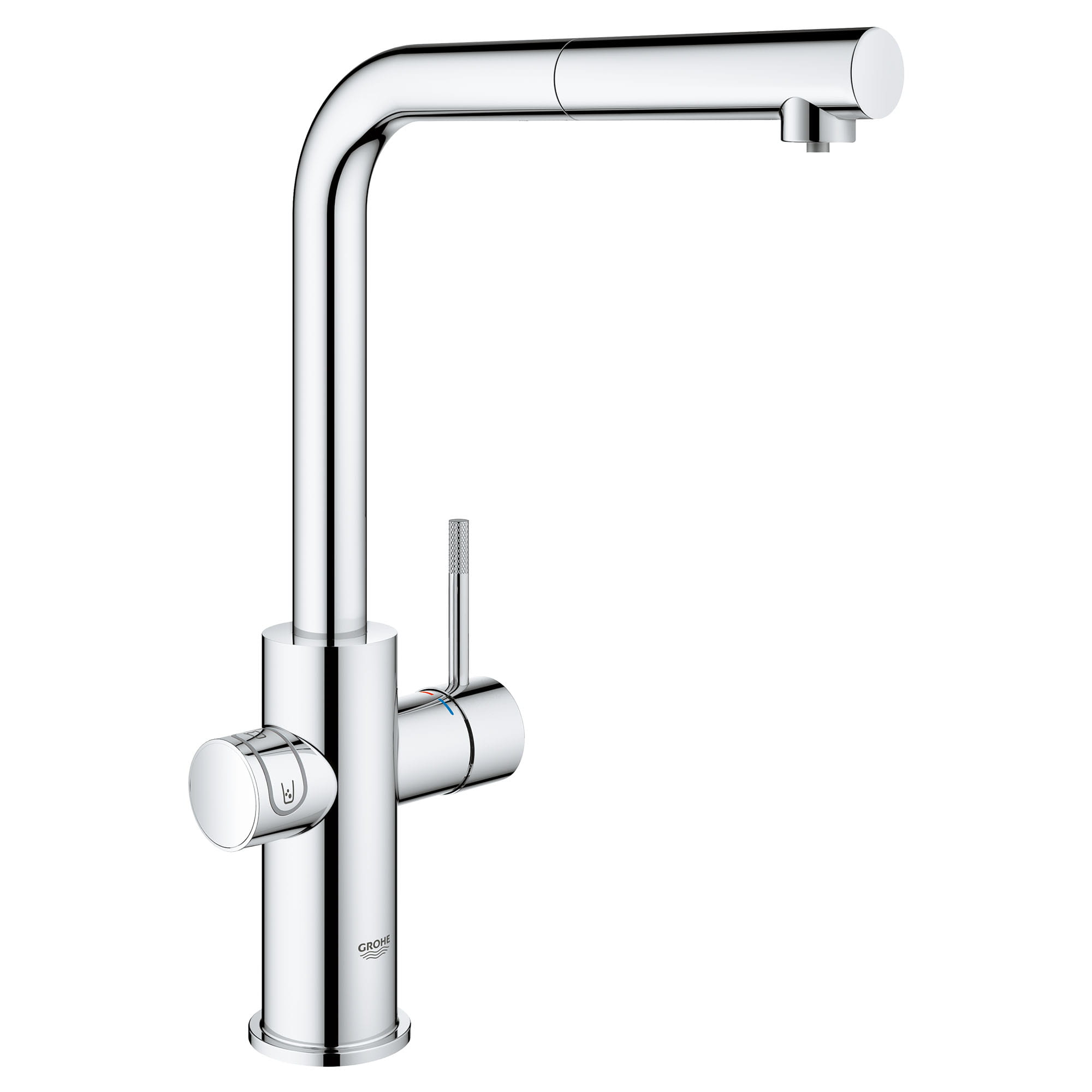Single Handle Pull Out Kitchen Faucet Single Spray 175gpm With Chilled and Sparkling Water GROHE CHROME